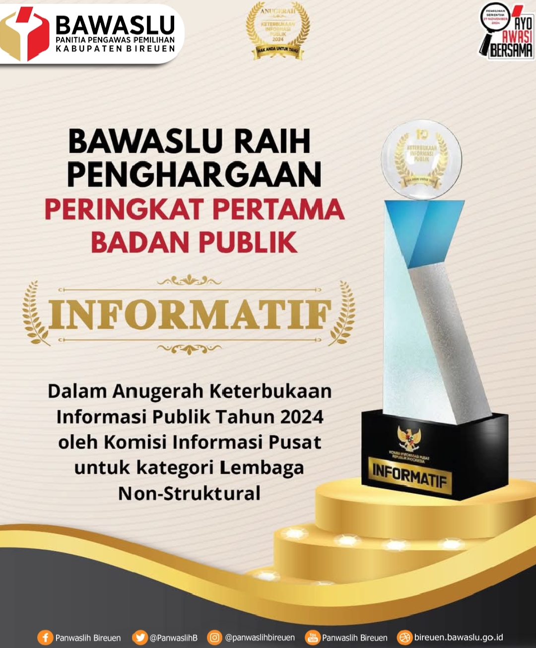 Bawaslu RI raih penghargaan informatif. 