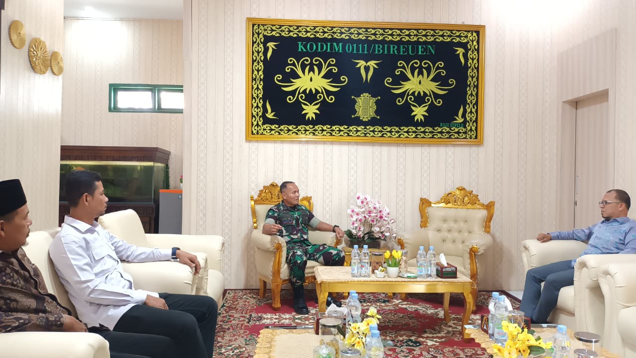 Ketua dan Anggota Panwaslih Kabupaten Bireuen melakukan kunjungan silaturahmi ke Kodim 0111/Bireuen.
