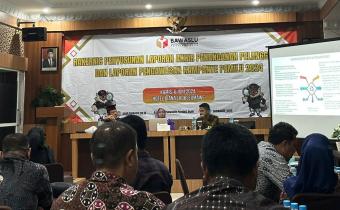 Bawaslu Se-Aceh mengikuti Rakernis Penyusunan Laporan Akhir, di Hotel Diana, Lhokseumawe, Kamis (6/6/2024). Foto:Ist